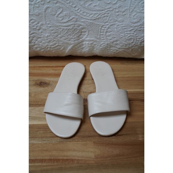 Lanne Classic White Leather Slip Ons Minimalist Simple Brazil Sandals Size 7 - Picture 8 of 9